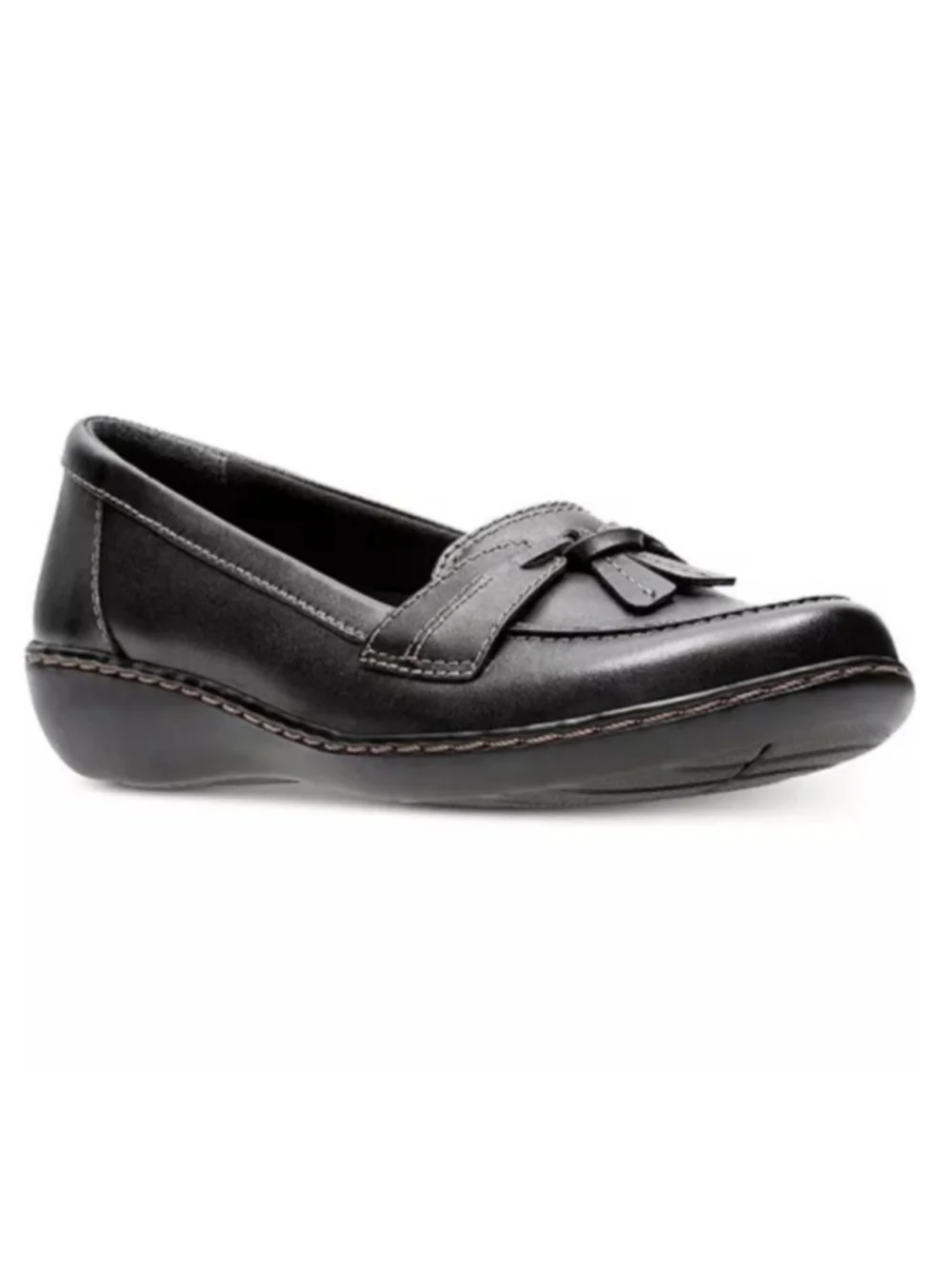 Clarks Ashland Bubble Black Leather Loafers Ultra Comfortable Size 7 NIB RT$100